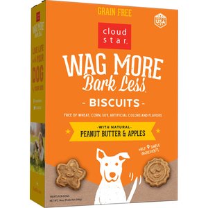 Cloud Star Wag More Bark Less Grain-Free Oven Baked with Peanut Butter & Apples Dog Treats, 14-oz box